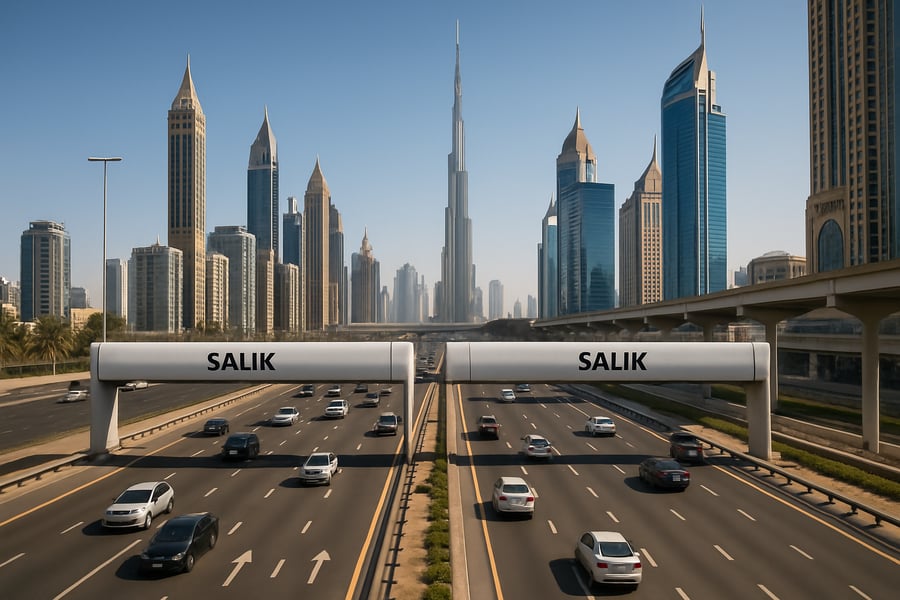 Dubai city roads with toll gates Dubai city roads with toll gates