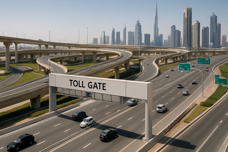 Modern toll road infrastructure in Dubai Modern toll road infrastructure in Dubai